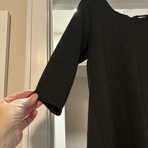 Avenue Black Dress 3/4 Sleeve Crew Neck